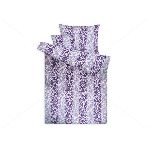 BAROKK lila-fehér 3 részes pamutszatén ágyneműhuzat garnitúra