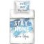 STAY HOME kék 3 részes pamutszatén ágyneműhuzat garnitúra