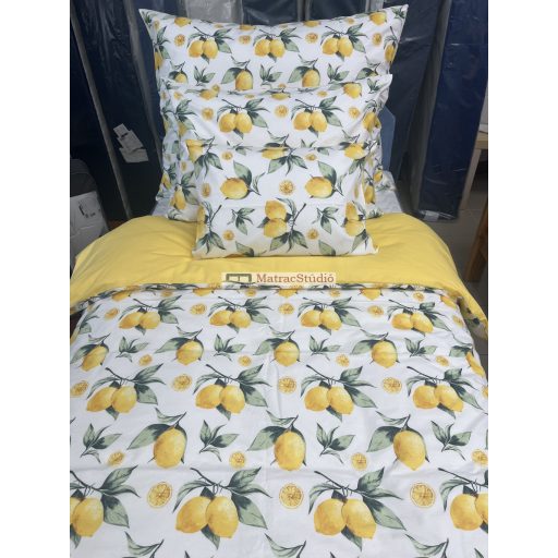 "Dolce Vita" - üde napsárga citromokkal 100% pamutvászon 4 részes ágyneműhuzat garnitúra