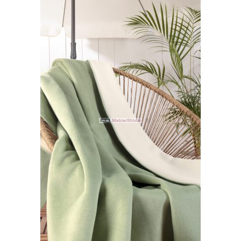 Biederlack "Green Mood” - ÚJ! mentazöld/krém szín pamut pléd 150x200 cm