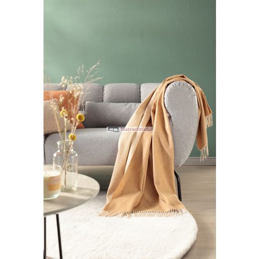 Biederlack Essential Camel - könnyű vékony nyári pamut takaró rojtos szegéllyel 130x170 cm