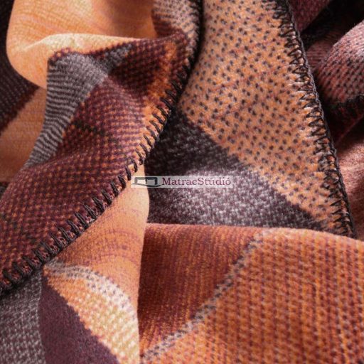 Biederlack pléd AUTUMN EMBER - pamut pléd őszi meleg rozsdabarna színekkel 150x200 cm