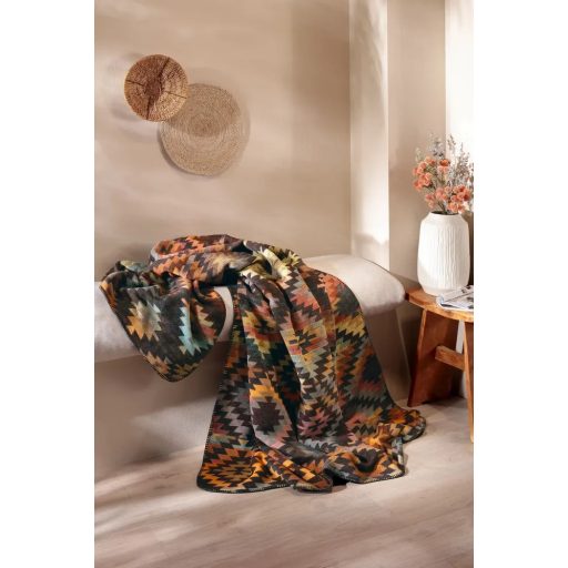 Biederlack NOMAD GLOW - meleg pamut pléd 150x200 cm + 1 db díszpárnahuzat 50x50 cm azték stílusú minta 