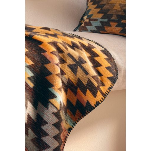 Biederlack NOMAD GLOW - meleg pamut pléd 150x200 cm + 1 db díszpárnahuzat 50x50 cm azték stílusú minta 