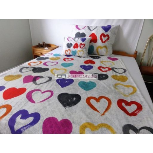 Colorful Hearts - színes szívek 3 r. pamutszatén ágyneműhuzat garnitúra