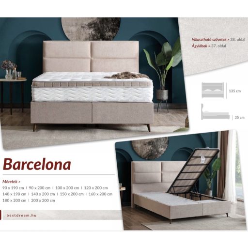 BARCELONA kárpitos ágy ágyneműtartóval 100x200 cm