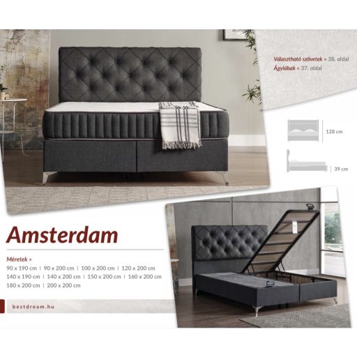 AMSTERDAM kárpitos ágy ágyneműtartóval 100x200 cm