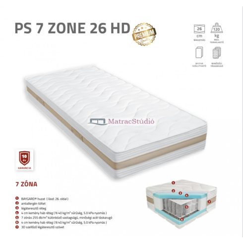 Best Dream PS 7 ZONE 26 HR 80*200 cm  prémium kategóriás 26 cm magas táskarugós matrac