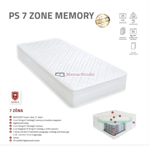 Best Dream PS 7 ZONE MEMORY prémium táskarugós matrac 100*200 cm
