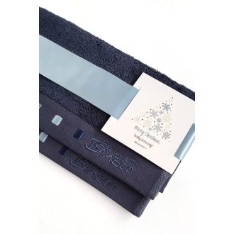   Belmanetti Bambusz-pamutfrottír arc-és kéztörlő sötétkék 2 db-os szett ajándékcsomagolással 30x50 cm