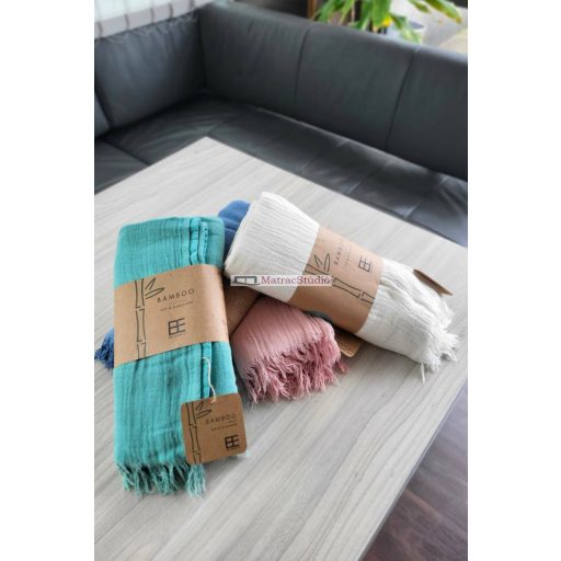  Belmanetti Bambusz- Pamut takaró/törölköző  kék színben 80x180 cm