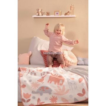   Biederlack Baby pamut pléd “Lovely & Sweet Zoo” rózsaszín-bézs szín 75x100 cm 