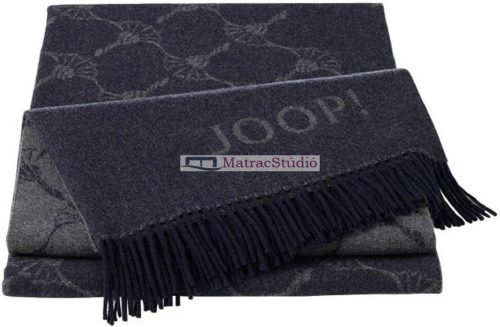 JOOP Faded Marino Chasmere Plaid sötétkék/grafitszürke szín  - exclusive minőségű 130x170 cm  80% gyapjú -20% kasmír takaró