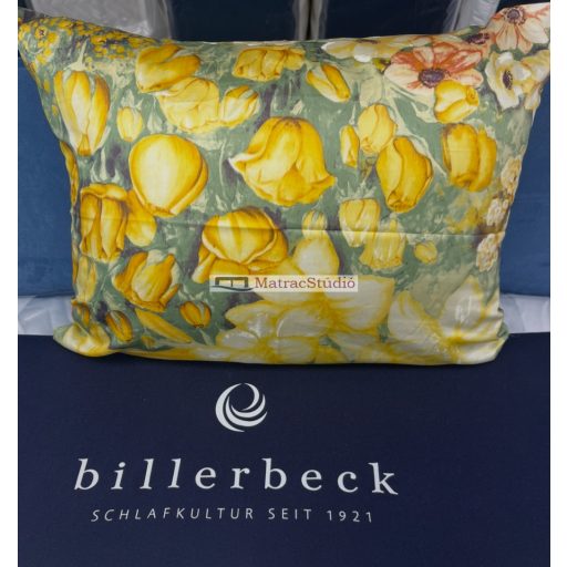 Billerbeck BIANKA 100% pamutszatén kispárnahuzat - sárga virágos 36x48 cm