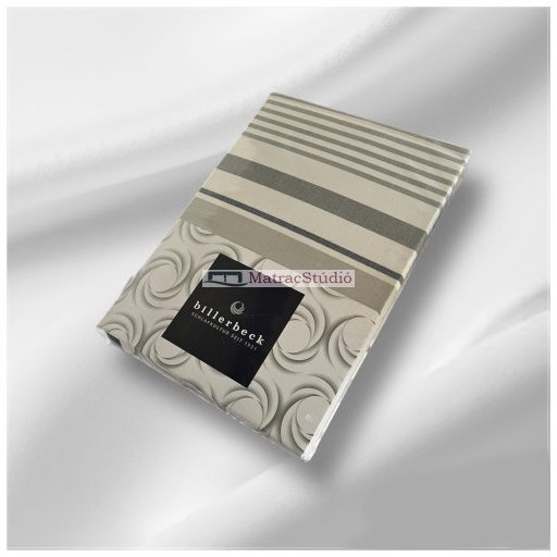 Billerbeck Bianka "Oslo" barna-szürke-drapp csíkos 3 részes ágyneműhuzat garn. 140x200/50x70 cm