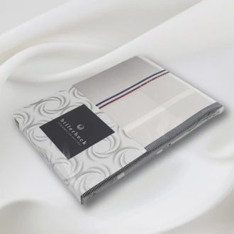   Billerbeck Bianka Sea - sportosan elegáns "Tommy Hilfiger" stílust idéző fehér alapon sötétkék-piros csíkozású pamutszatén 3 részes ágyneműhuzat garnitúra