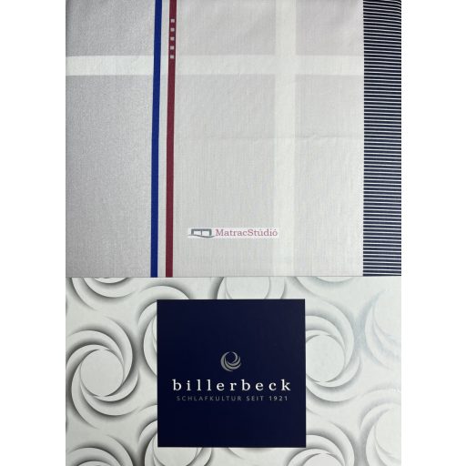 Billerbeck Bianka Sea - sportosan elegáns "Tommy Hilfiger" stílust idéző fehér alapon sötétkék-piros csíkozású pamutszatén 3 részes ágyneműhuzat garnitúra