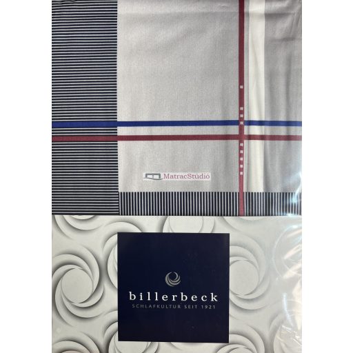 Billerbeck Bianka Sea - sportosan elegáns "Tommy Hilfiger" stílust idéző fehér alapon sötétkék-piros csíkozású pamutszatén 3 részes ágyneműhuzat garnitúra