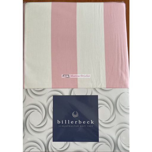 Billerbeck Bianka “Roses line” - rózsaszín -fehér sávos 4 részes pamutszatén ágyneműhuzat garnitúra