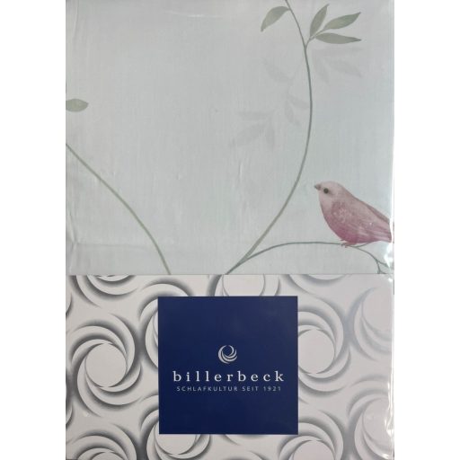 Billerbeck Bianka "Birdsongs green" - üde, pasztell zöld színű 4 részes 100% pamutszatén ágyneműhuzat garnitúra