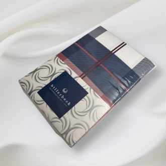   Billerbeck Bianka SWISS BLUE - 4 részes sötétkék-fehér-piros kockás 100% pamutszatén ágyneműhuzat garnitúra