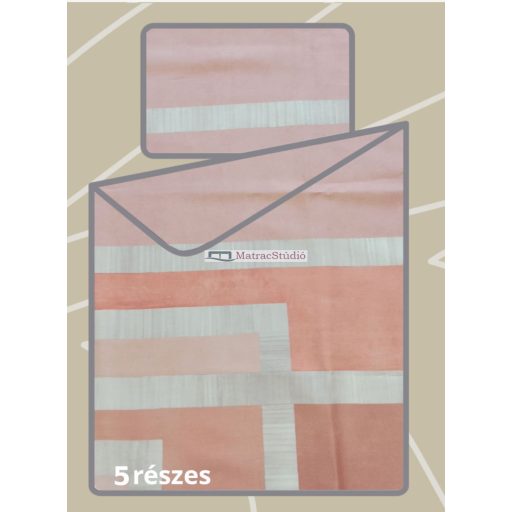 Billerbeck Bianka “Harmony” lazacrózsaszín -ezüstszürke szín 5r. 100% pamutszatén ágyneműhuzat garnitúra 